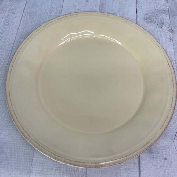 Rachael Ray CUCINA ALMOND CREAM Embossed Edge Rim Stoneware Dinner Plates Set 4 - Picture 2 of 16